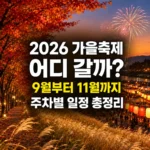 2026 가을축제 어디 갈까? 9월부터 11월까지 주차별 일정 총정리
